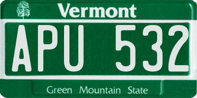 VT license plate APU532