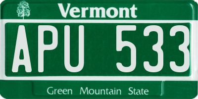 VT license plate APU533