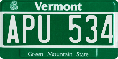 VT license plate APU534
