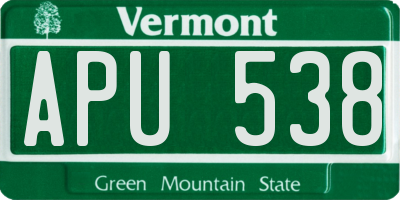 VT license plate APU538