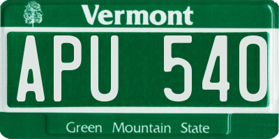 VT license plate APU540