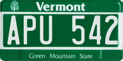 VT license plate APU542