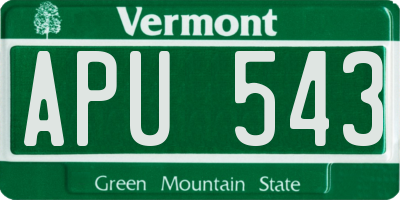 VT license plate APU543
