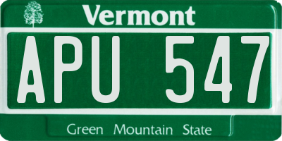 VT license plate APU547