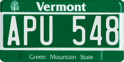 VT license plate APU548