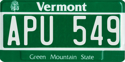 VT license plate APU549