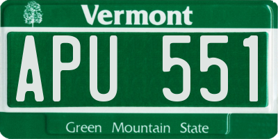 VT license plate APU551