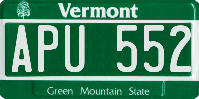 VT license plate APU552