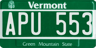 VT license plate APU553