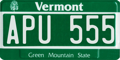VT license plate APU555
