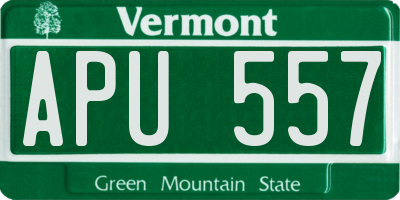VT license plate APU557