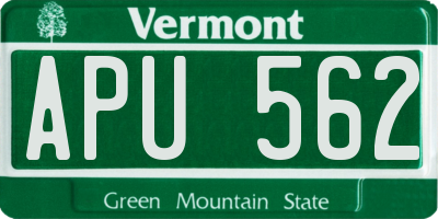 VT license plate APU562