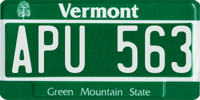 VT license plate APU563