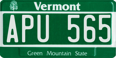VT license plate APU565