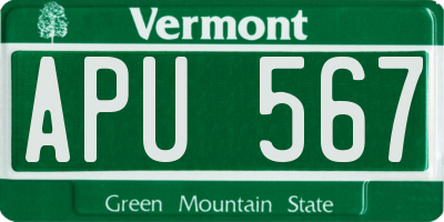VT license plate APU567