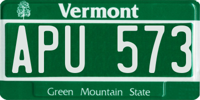 VT license plate APU573