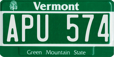 VT license plate APU574
