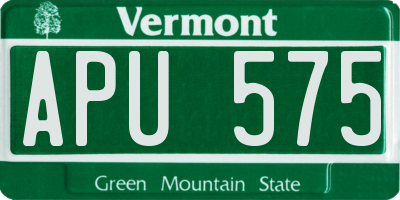 VT license plate APU575