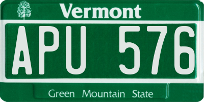 VT license plate APU576