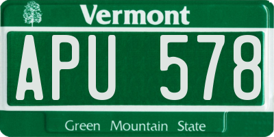 VT license plate APU578