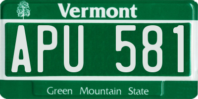 VT license plate APU581