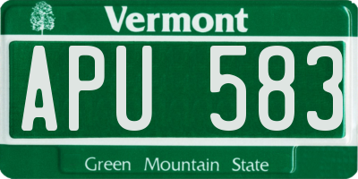 VT license plate APU583