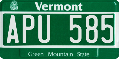 VT license plate APU585