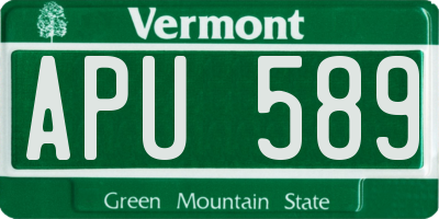 VT license plate APU589