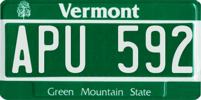 VT license plate APU592