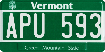 VT license plate APU593