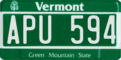 VT license plate APU594
