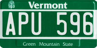 VT license plate APU596