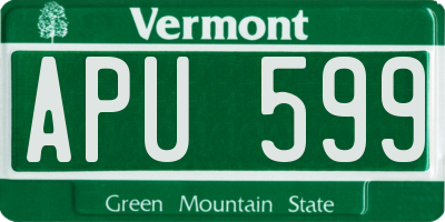 VT license plate APU599