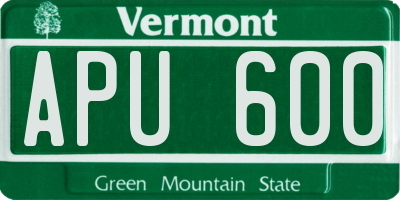 VT license plate APU600