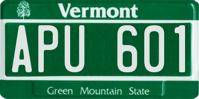 VT license plate APU601