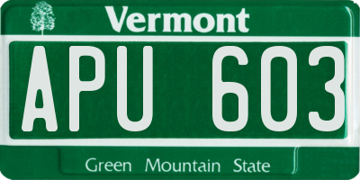 VT license plate APU603