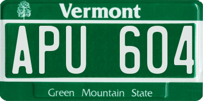 VT license plate APU604