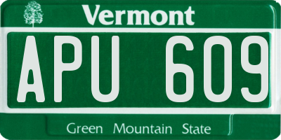 VT license plate APU609