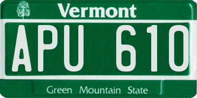 VT license plate APU610