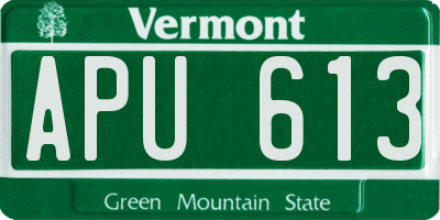 VT license plate APU613