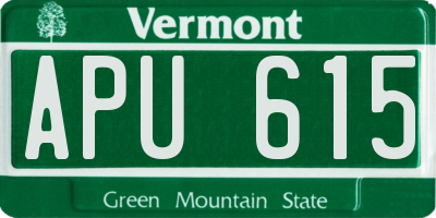 VT license plate APU615