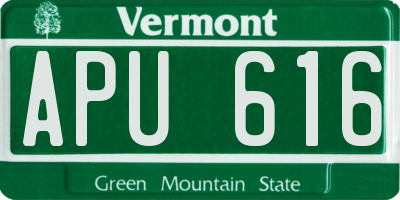 VT license plate APU616