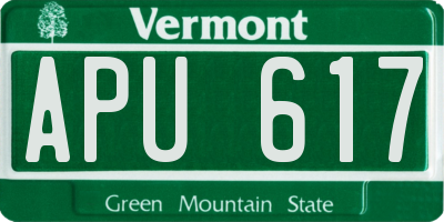 VT license plate APU617