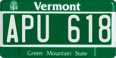 VT license plate APU618