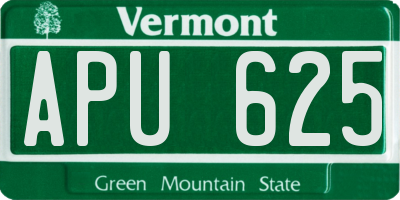 VT license plate APU625