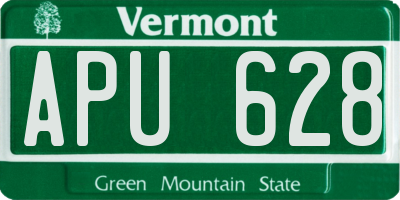 VT license plate APU628