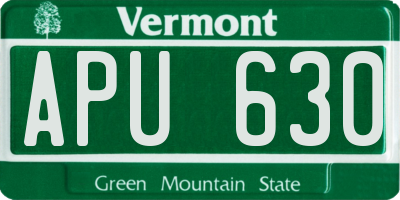VT license plate APU630