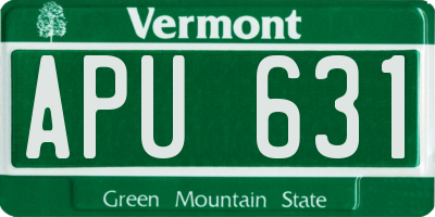 VT license plate APU631