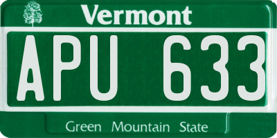 VT license plate APU633