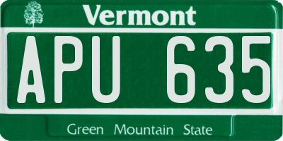 VT license plate APU635